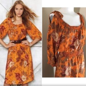 Floral peasant silk dress from Anthropologie